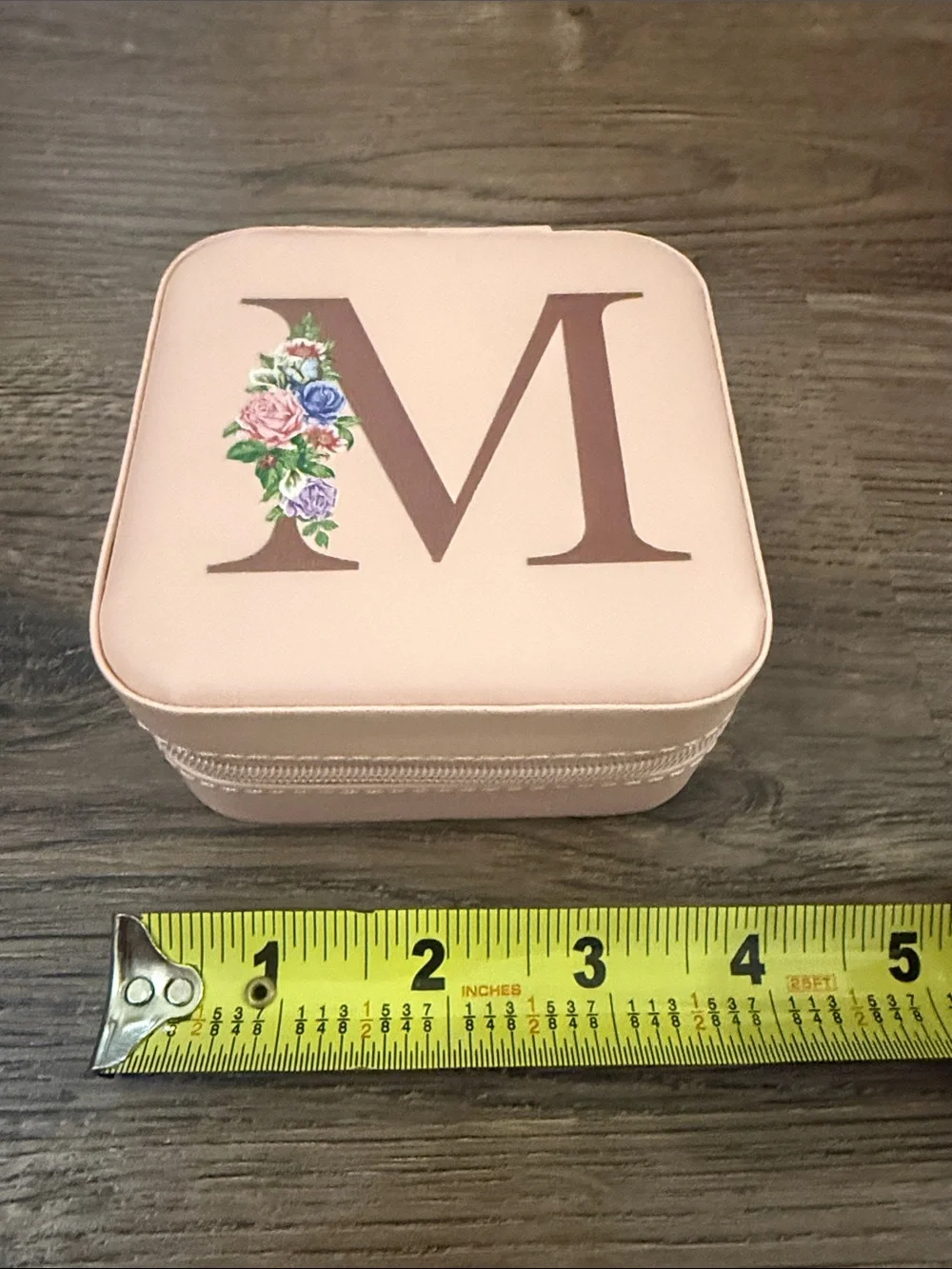 New Travel Jewelry Case zip around M  initial monogram